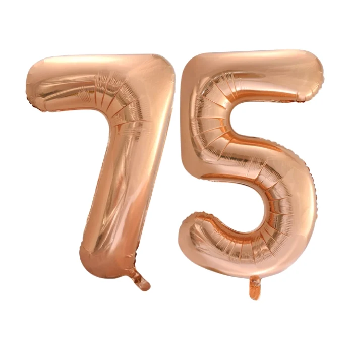 Folieballon 75 jaar Rose Goud 66cm