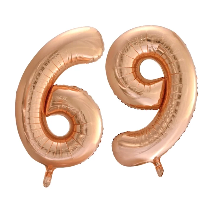 Folieballon 69 jaar Rose Goud 66cm