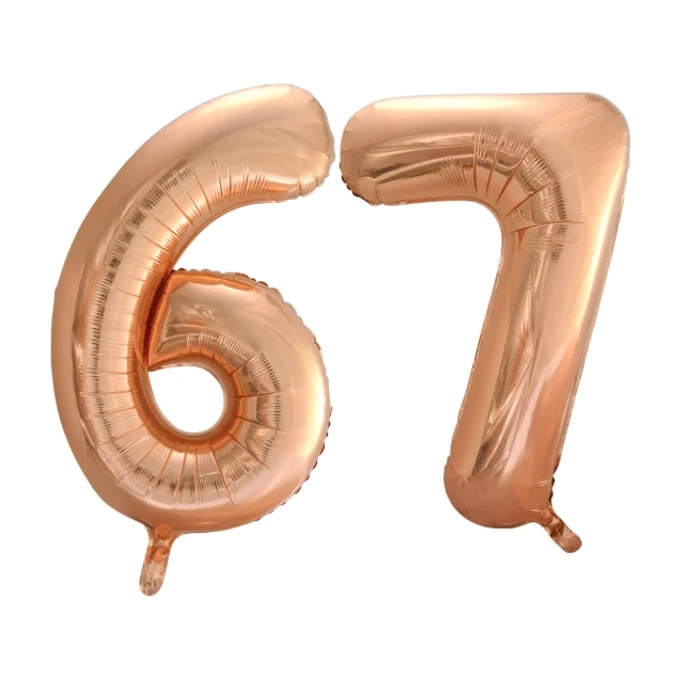 Folieballon 67 jaar Rose Goud 66cm