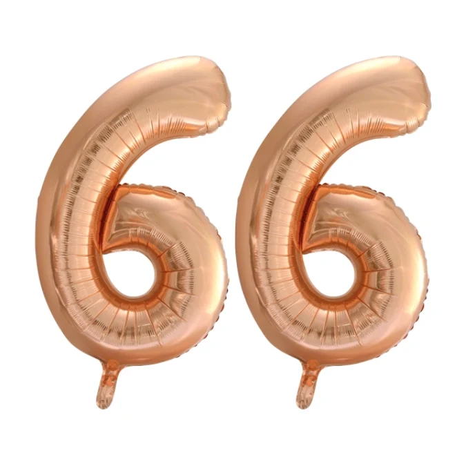 Folieballon 66 jaar Rose Goud 66cm