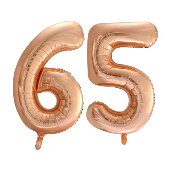 Folieballon 65 jaar Rose Goud 66cm