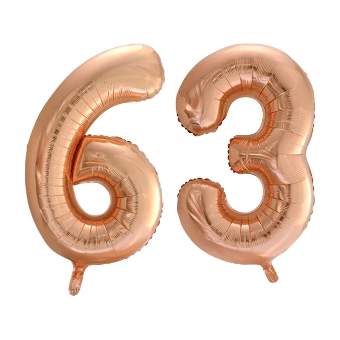Folieballon 63 jaar Rose Goud 66cm