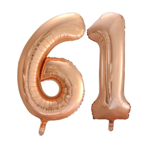 Folieballon 61 jaar Rose Goud 66cm