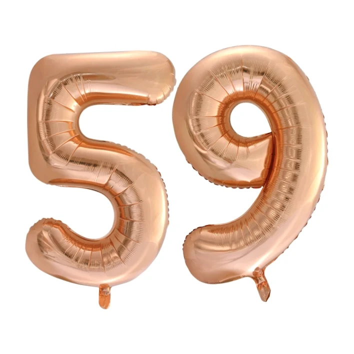 Folieballon 59 jaar Rose Goud 66cm