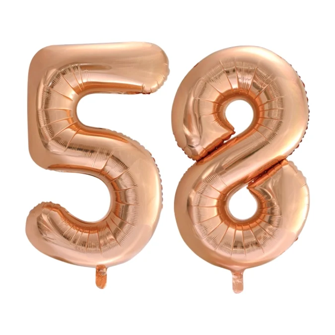 Folieballon 58 jaar Rose Goud 66cm