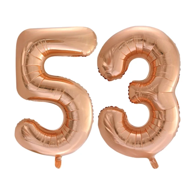 Folieballon 53 jaar Rose Goud 66cm