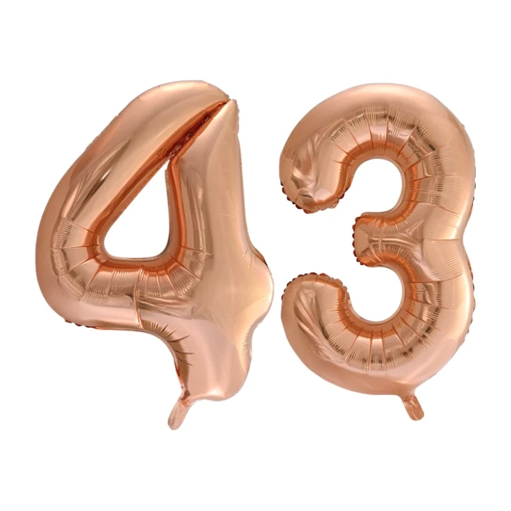 Folieballon 43 jaar Rose Goud 66cm