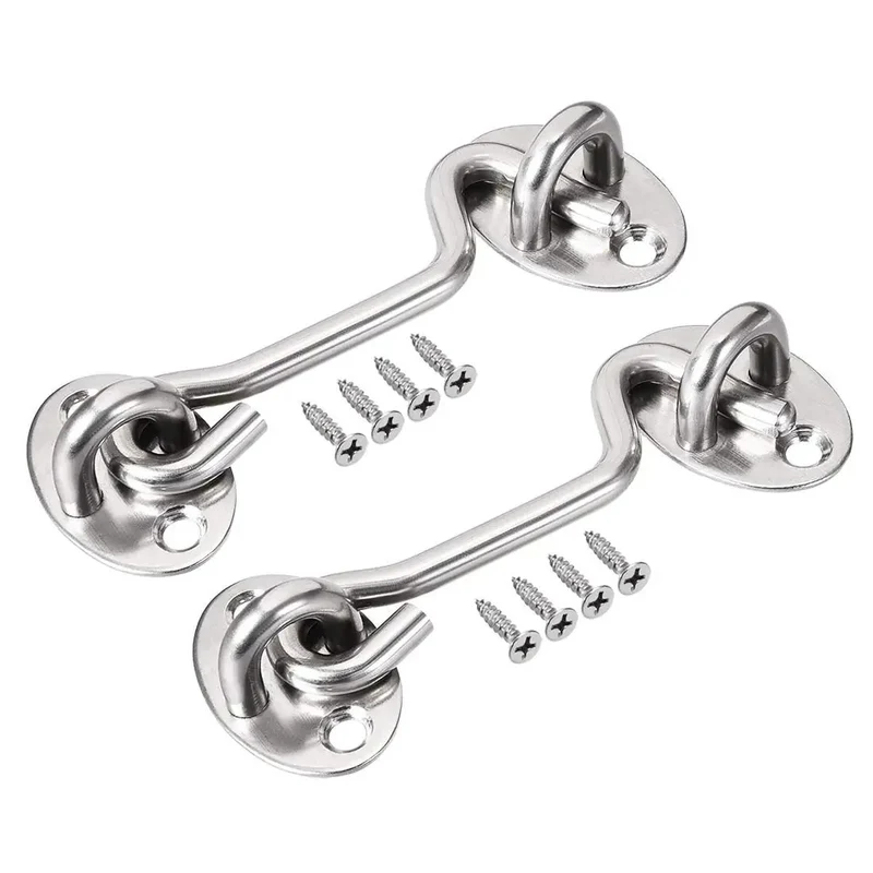 Rock Solid Stainless Steel Snap Hook Latch With Mounting Screws Brushed Finish For Gate Door Window And Cabin Wind Proof Beefy Build Hella Durable For Every Backyard Task You Have