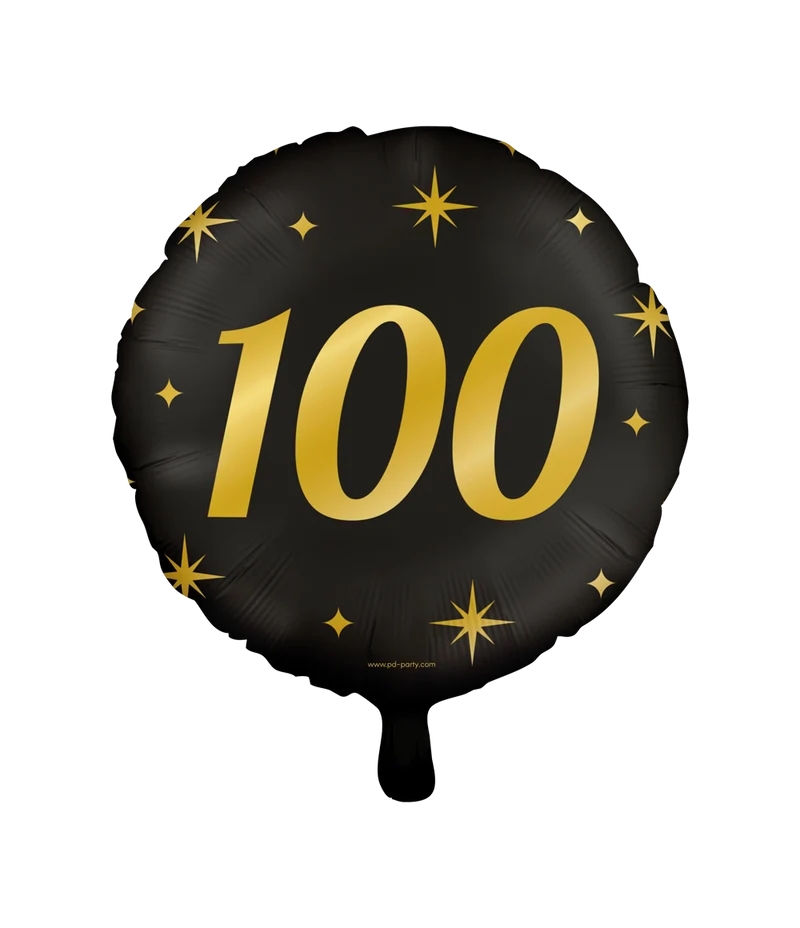 Folieballon zwart/goud 100 jaar