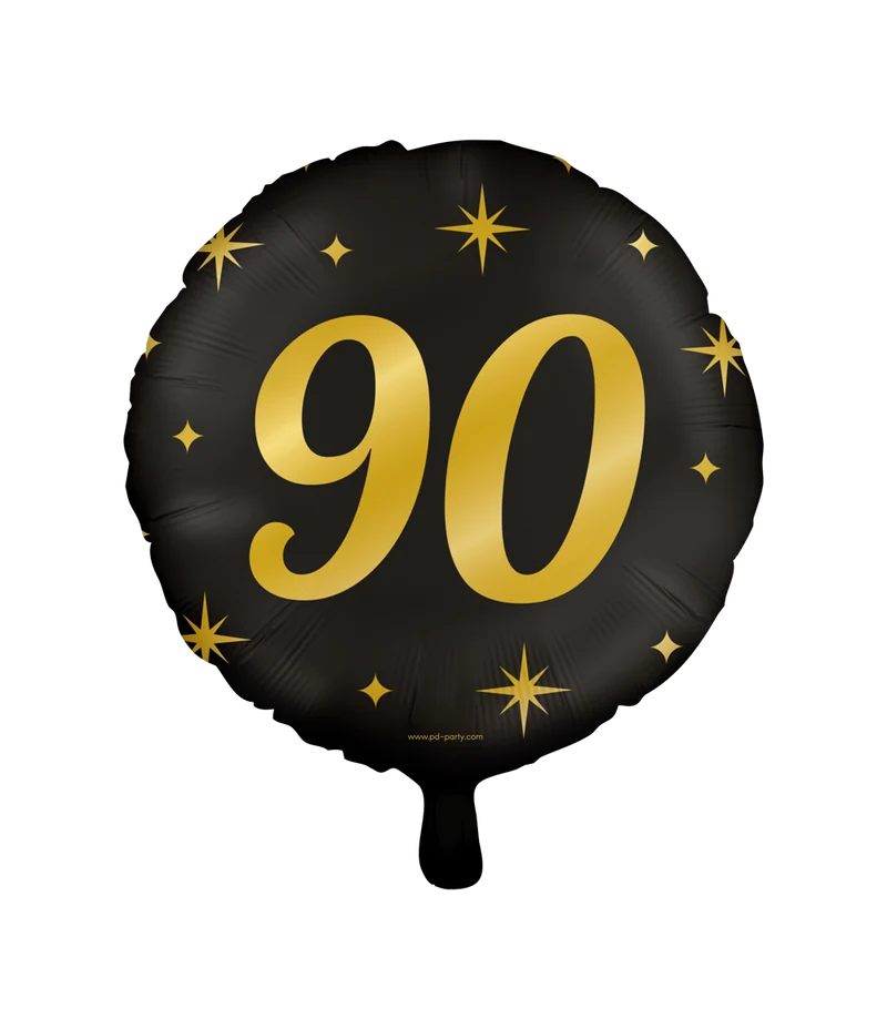 Folieballon zwart/goud 90 jaar