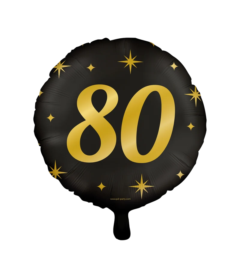 Folieballon zwart/goud 80 jaar