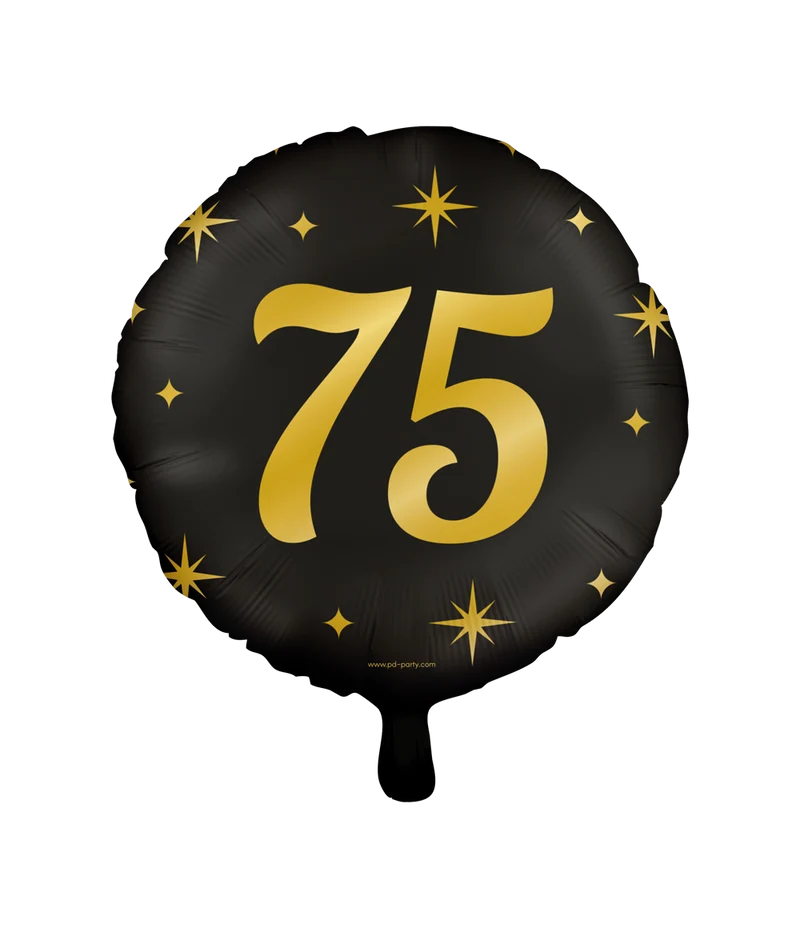 Folieballon zwart/goud 75 jaar