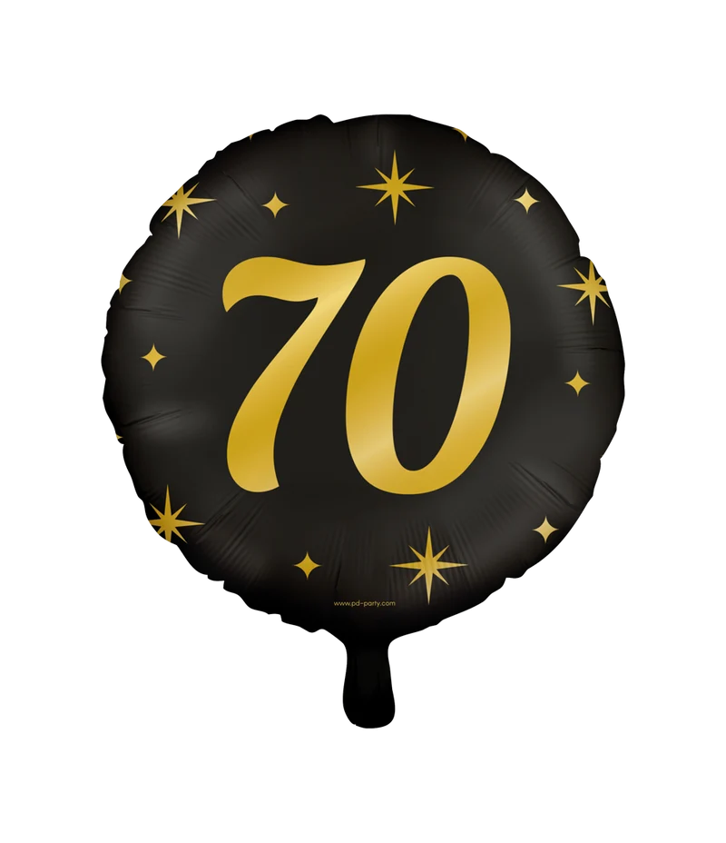 Folieballon zwart/goud 70 jaar