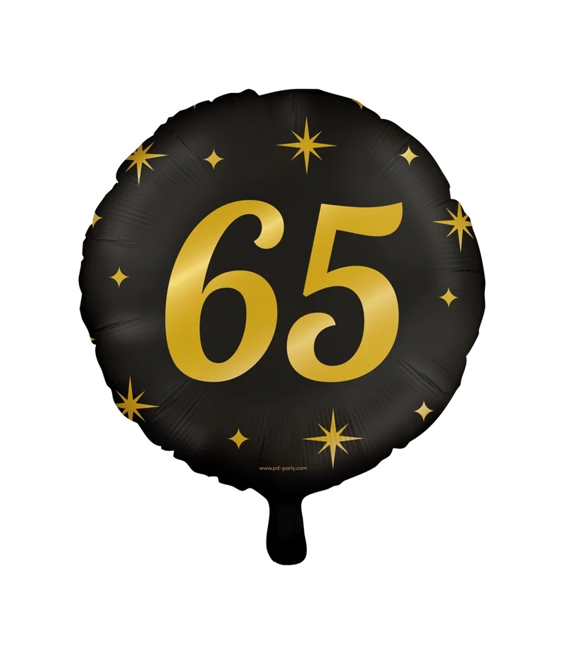 Folieballon zwart/goud 65 jaar