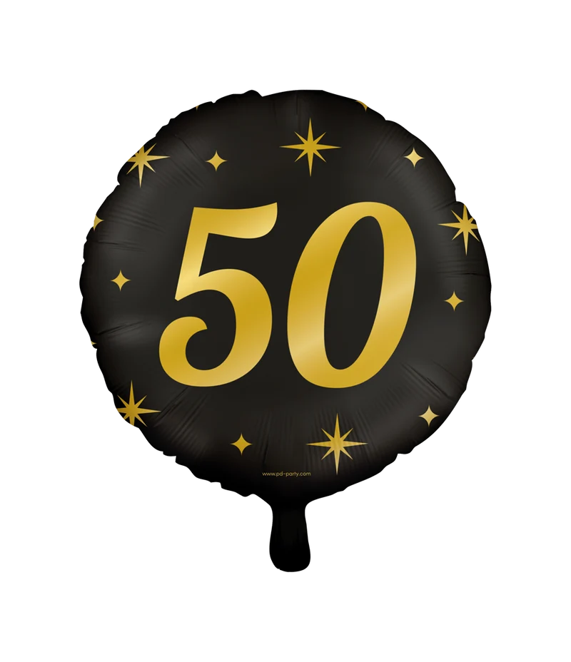 Folieballon zwart/goud 50 jaar