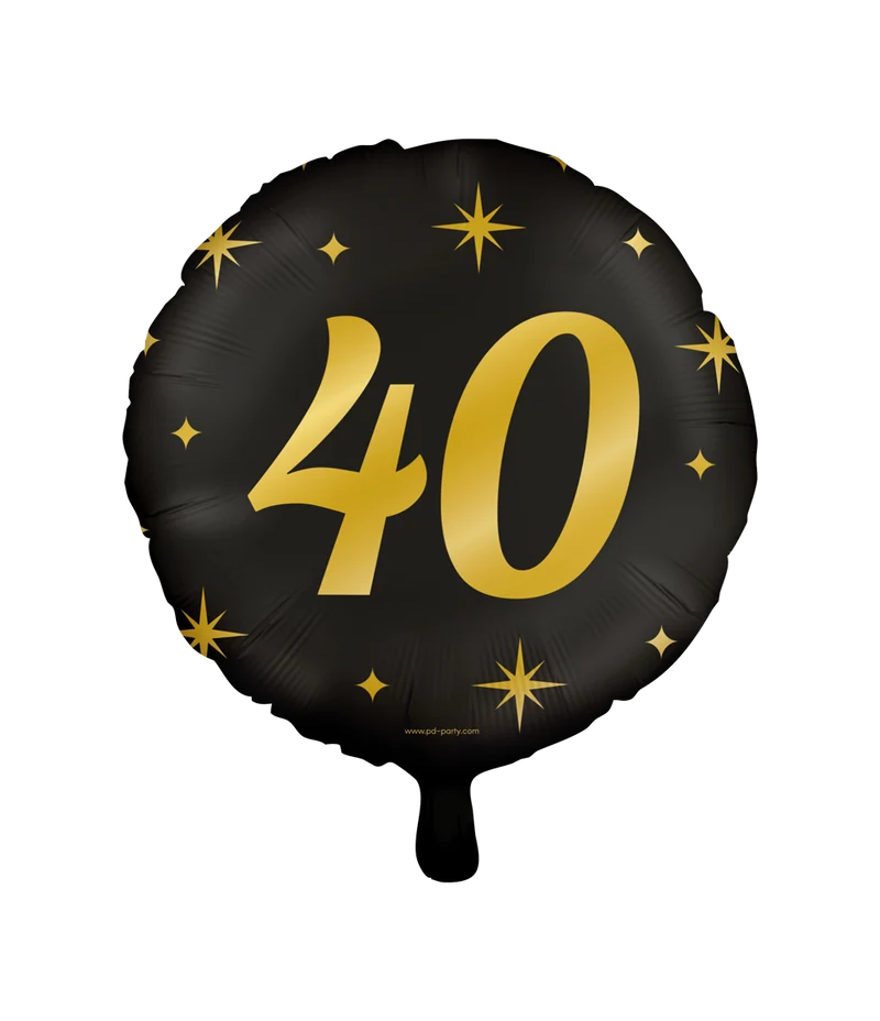 Folieballon zwart/goud 40 jaar
