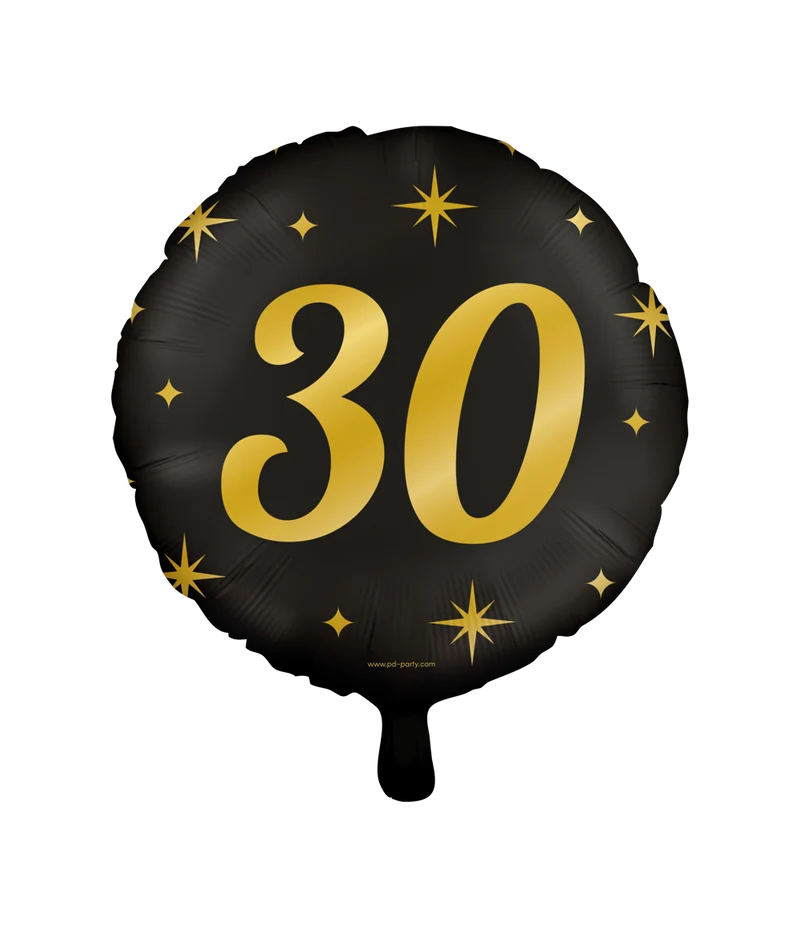 Folieballon zwart/goud 30 jaar