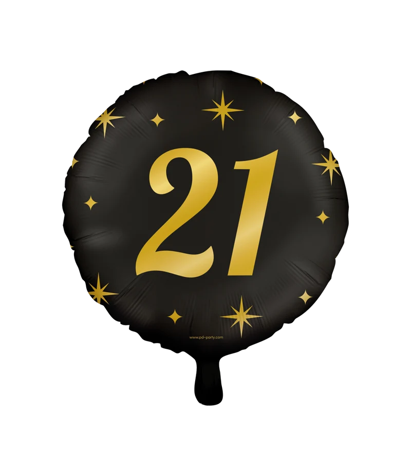 Folieballon zwart/goud 21 jaar