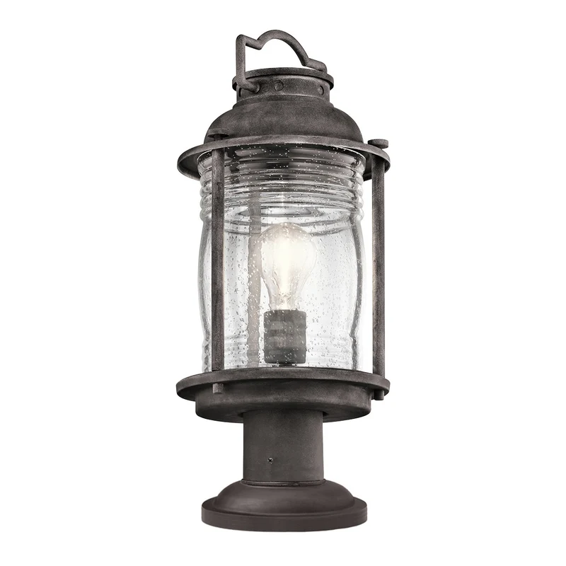 Elstead Ashland Bay - 1 Lichte Middelgrote Outdoor Sokkel Lantaarn Zink IP44, E27