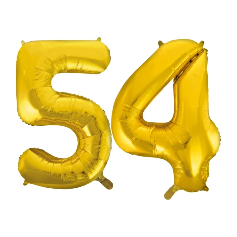 Folieballon 54 jaar Goud 66cm