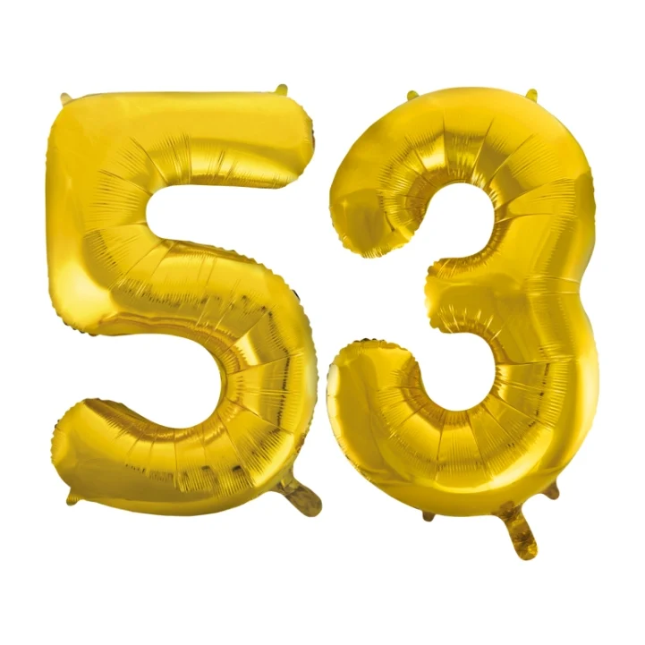 Folieballon 53 jaar Goud 66cm