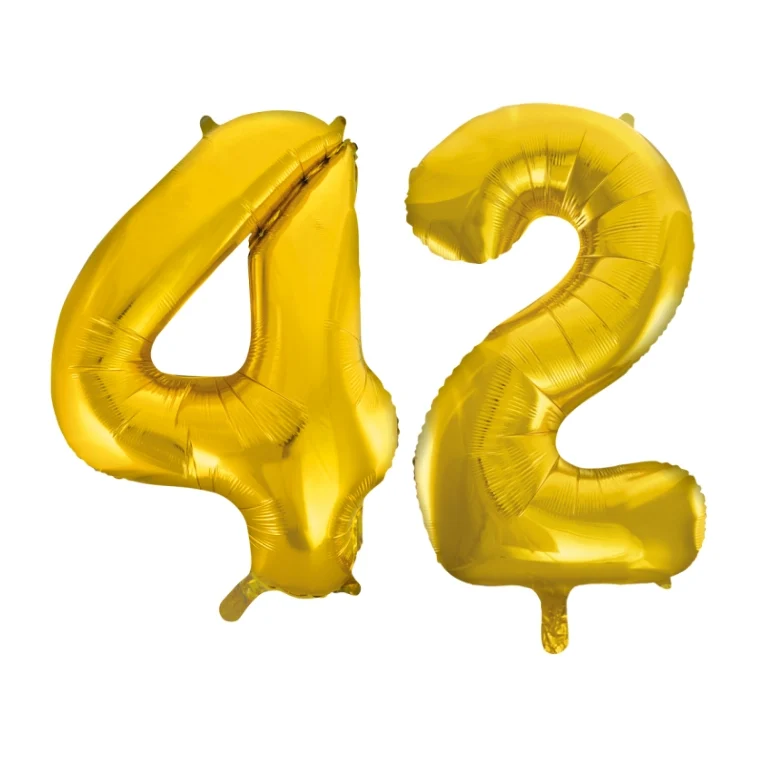 Folieballon 42 jaar Goud 66cm