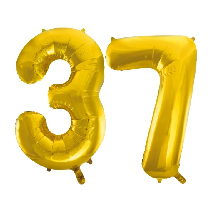 Folieballon 37 jaar Goud 66cm