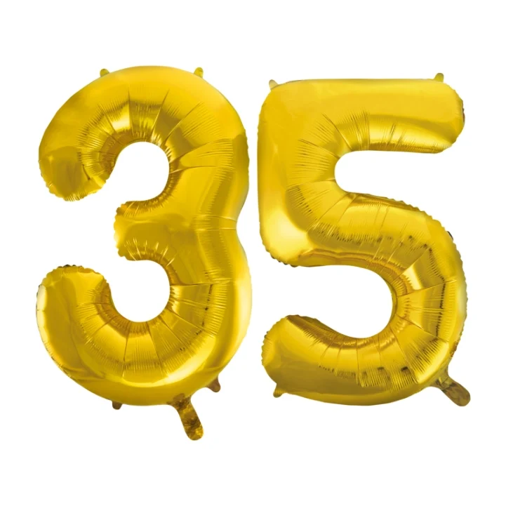 Folieballon 35 jaar Goud 66cm