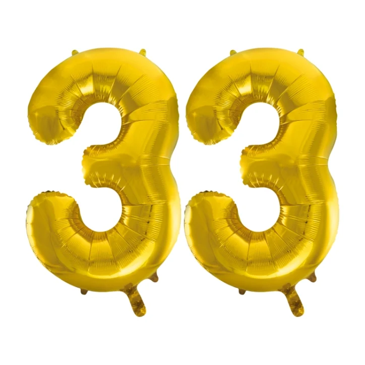 Folieballon 33 jaar Goud 66cm