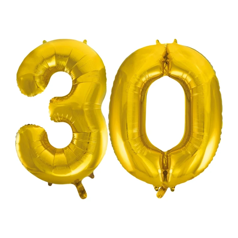 Folieballon 30 jaar Goud 66cm