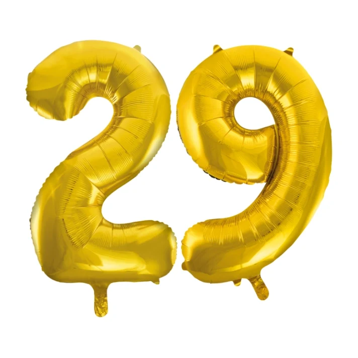 Folieballon 29 jaar Goud 66cm