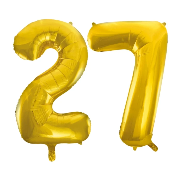 Folieballon 27 jaar Goud 66cm