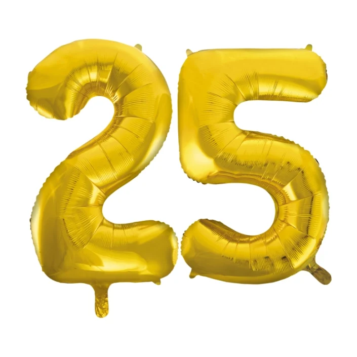 Folieballon 25 jaar Goud 66cm