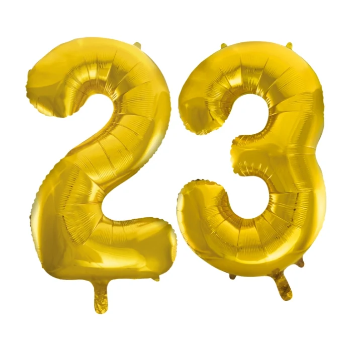Folieballon 23 jaar Goud 66cm