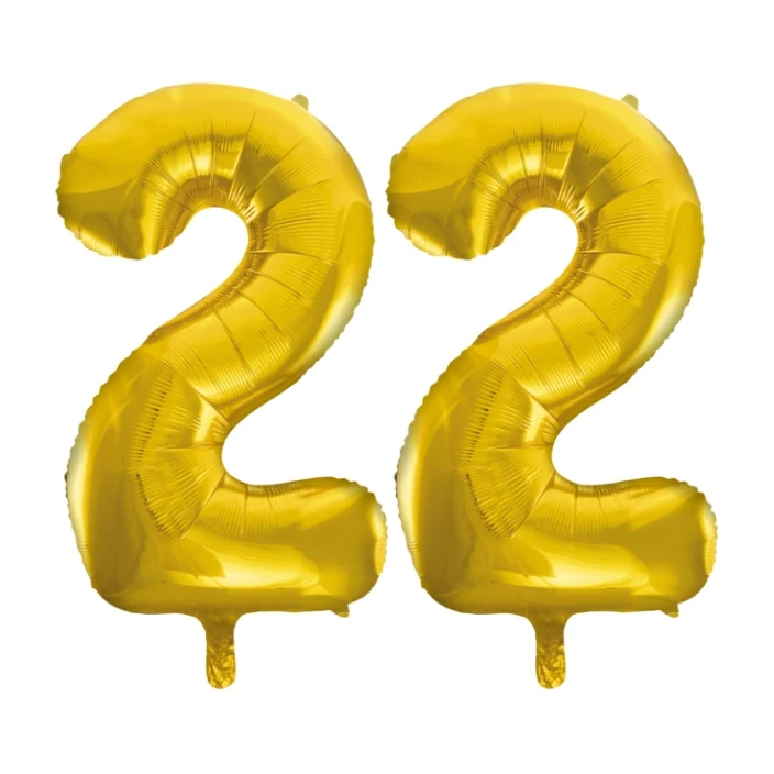 Folieballon 22 jaar Goud 66cm