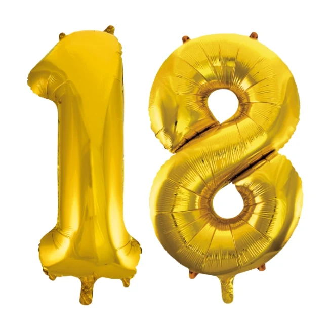 Folieballon 18 jaar Goud 66cm