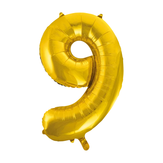 Folieballon 9 jaar Goud 66cm