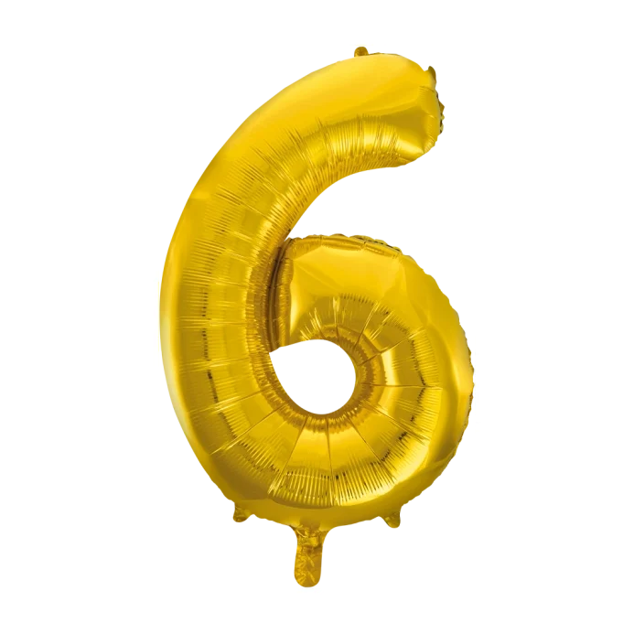 Folieballon 6 jaar Goud 66cm