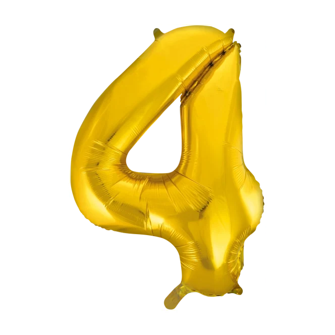 Folieballon 4 jaar Goud 66cm