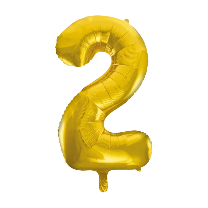 Folieballon 2 jaar Goud 66cm