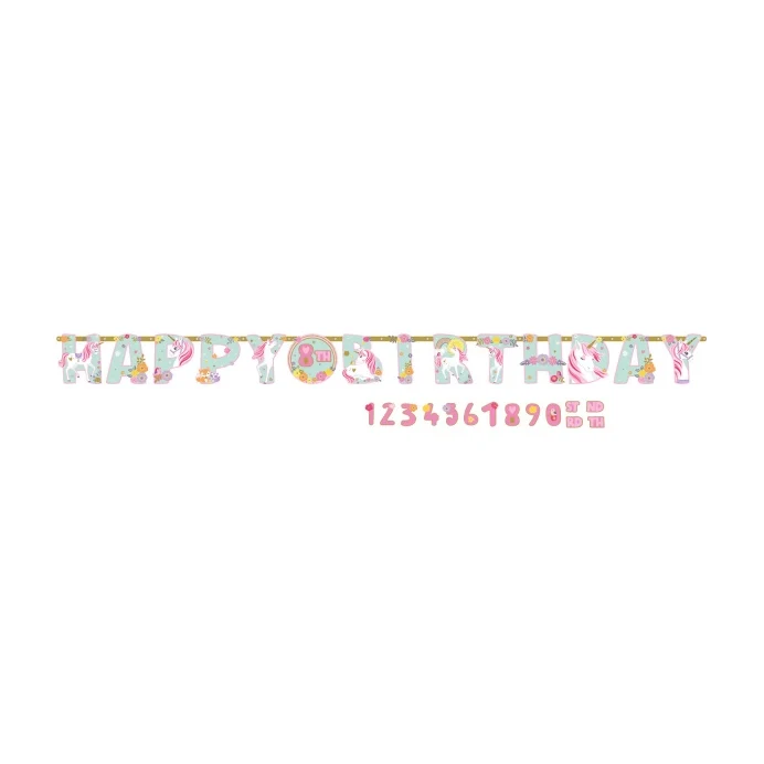 Happy Birthday slinger Magical Unicorn XL 320x25cm