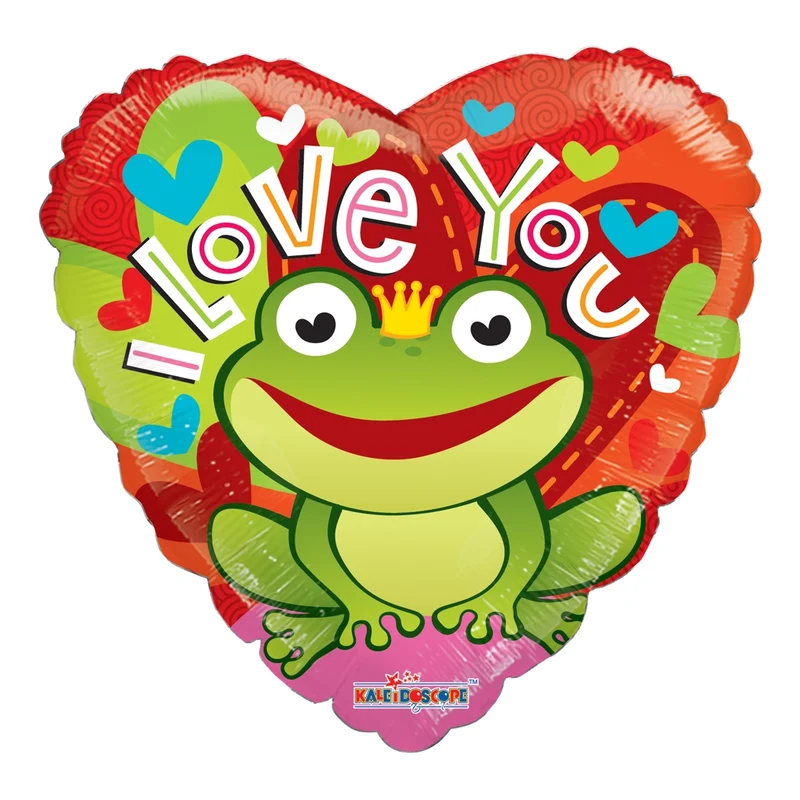 Folieballon I Love You hart kikker 46cm