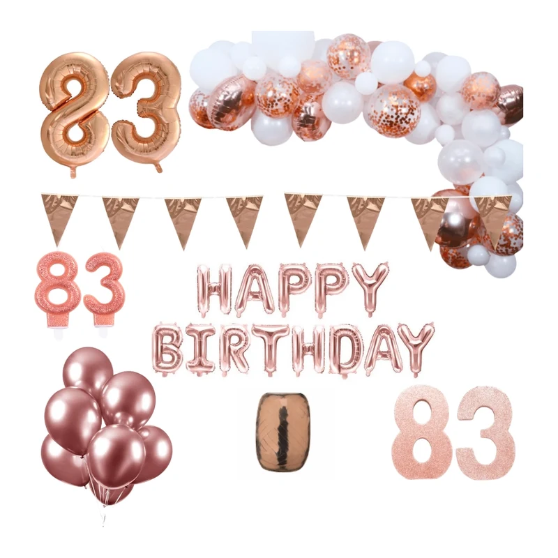 83 jaar Verjaardag Versiering Pakket Rosé goud XL