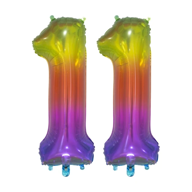 Folieballon 11 jaar Regenboog 76cm