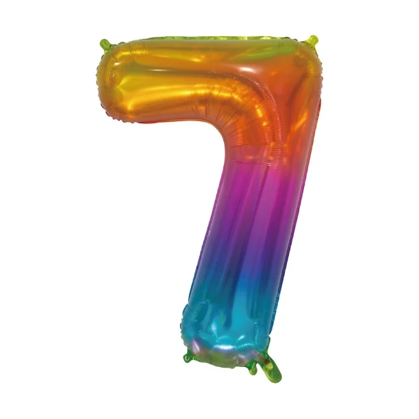 Folieballon 7 jaar Regenboog 76cm