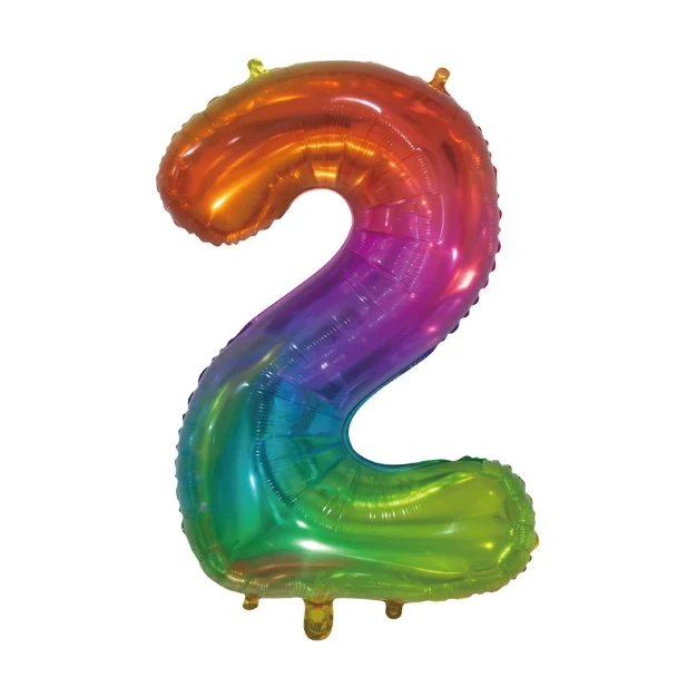 Folieballon 2 jaar Regenboog 76cm