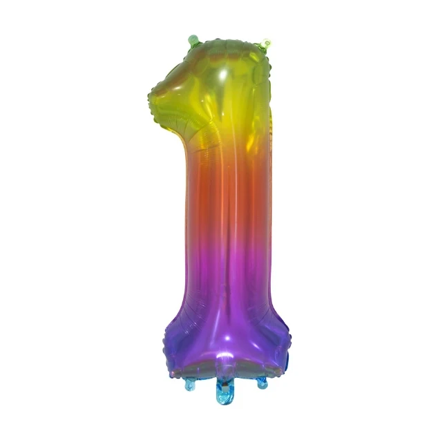 Folieballon 1 jaar Regenboog 76cm