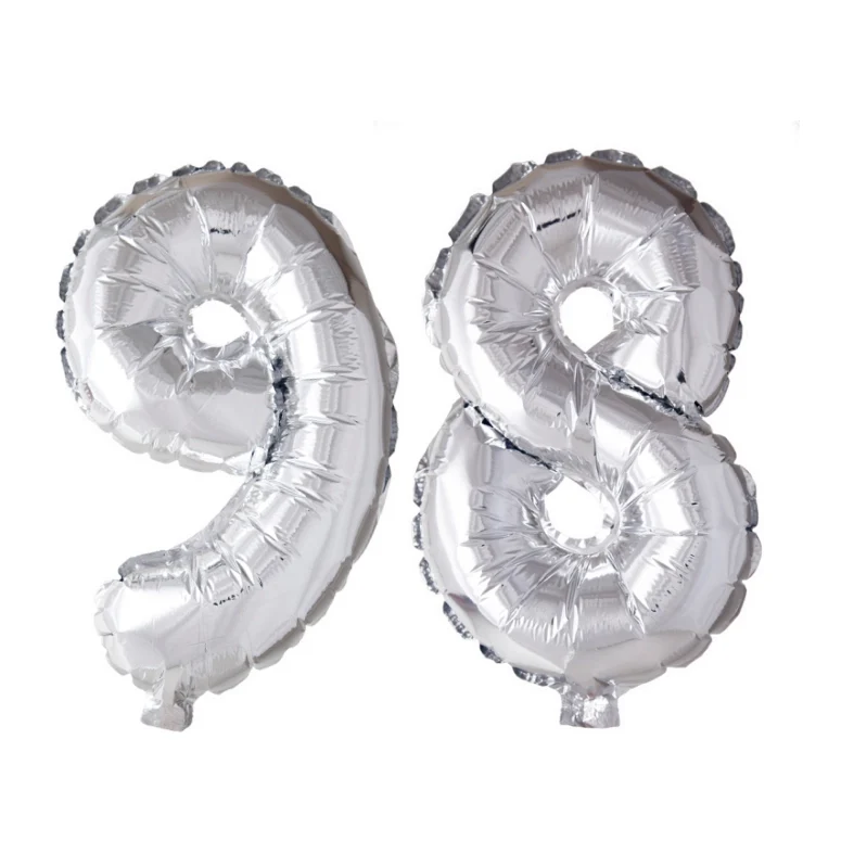 Folieballon 98 jaar Zilver 66cm