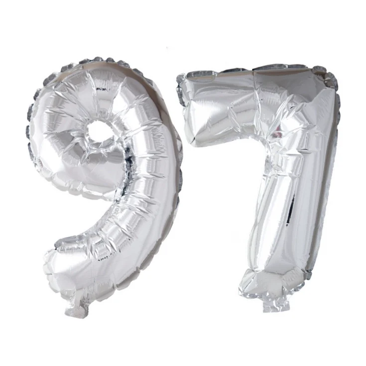 Folieballon 97 jaar Zilver 66cm