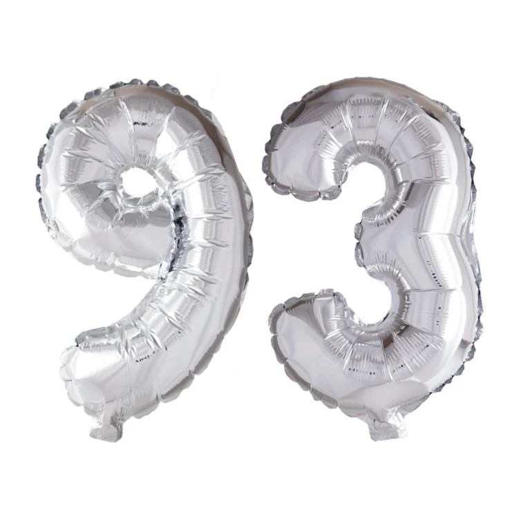 Folieballon 93 jaar Zilver 66cm